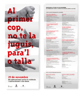 Cartel 25 de Noviembre, dia internacional contra la violencia y maltrato a las mujeres