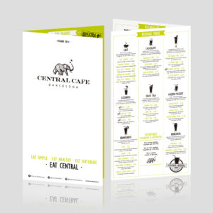 Exterior e interior de carta para Central Cafe